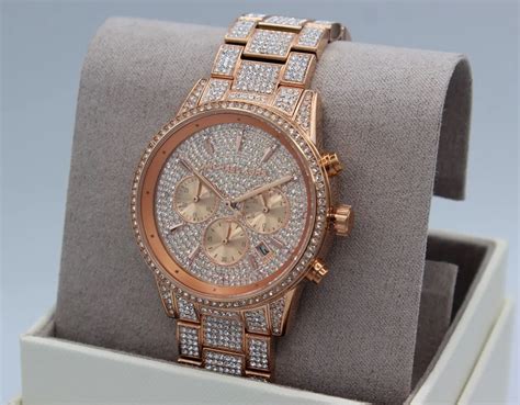 michael kors rose gold watch diamonds